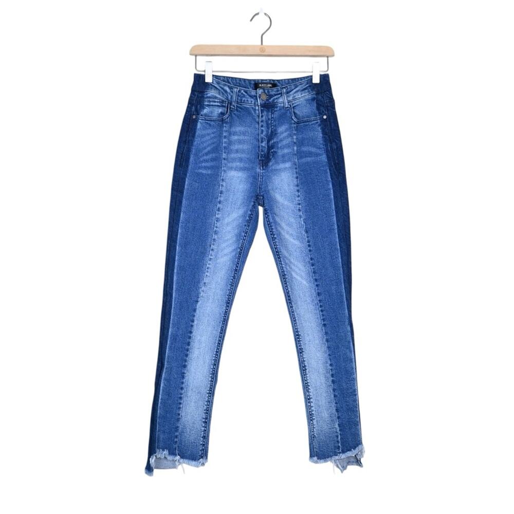 Black Label Womens 7 Two Tone Color Block Straight Leg Jean